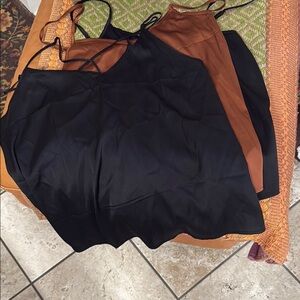 Elegant Black and Brown Women's Camisole Set